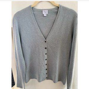 grey cashmere v-neck button cardigan
